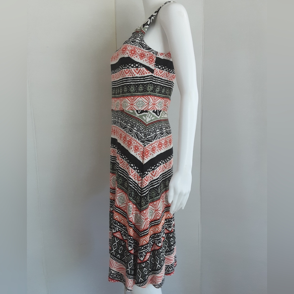 LOFT Riverwalk Fit and Flare Abstract Stripe Print Sleeveless Dress Sz 2 - Picture 4 of 9